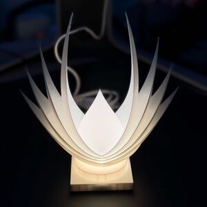 Modern White 3D printed LED Lamp